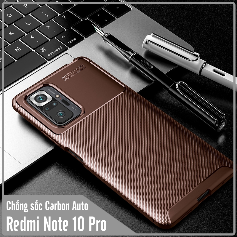 Ốp lưng cho Xiaomi Redmi Note 10 Pro chống sốc Carbon