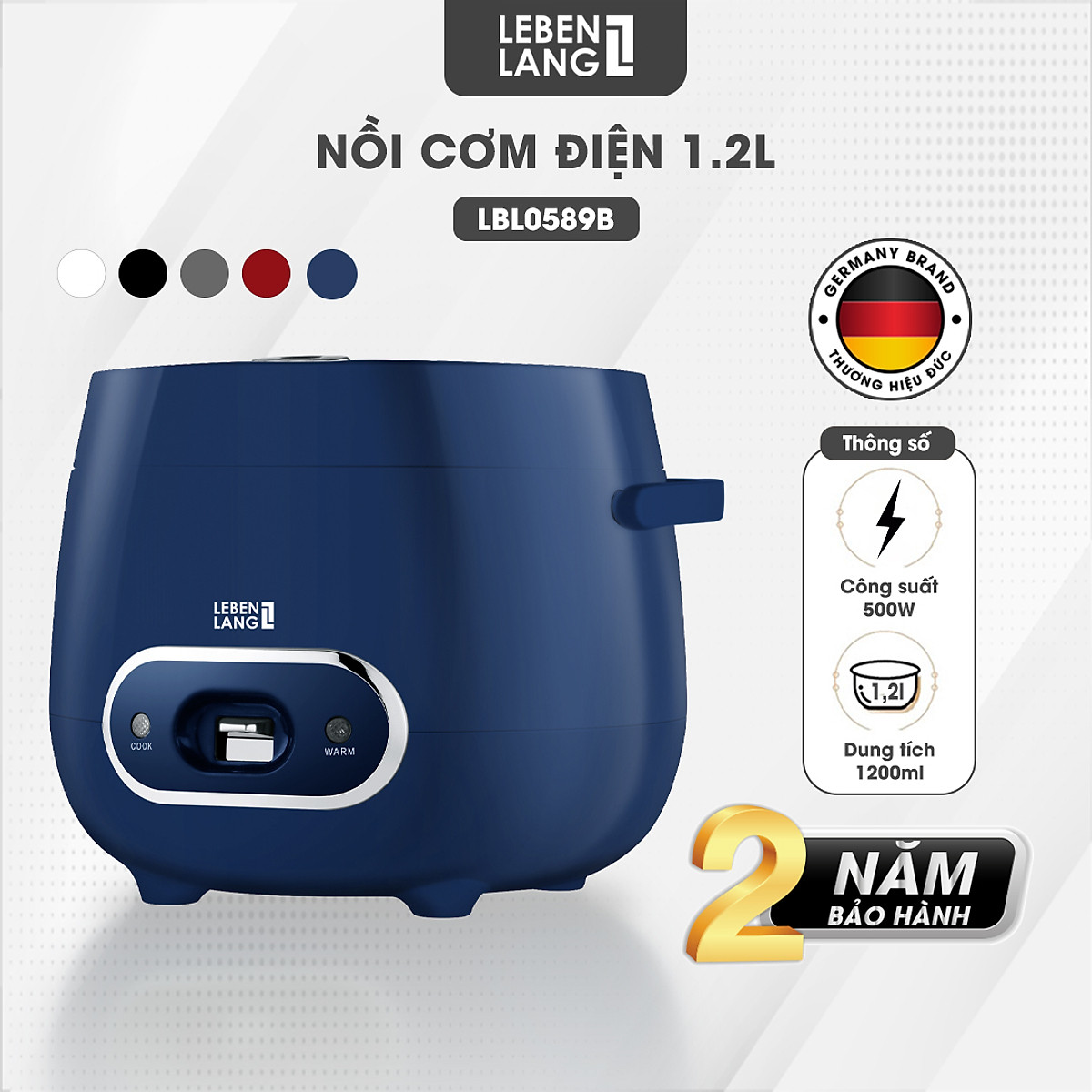 Nồi Cơm Điện LEBENLANG 1.2 Lít - LBL0589 (Thương Hiệu Đức)