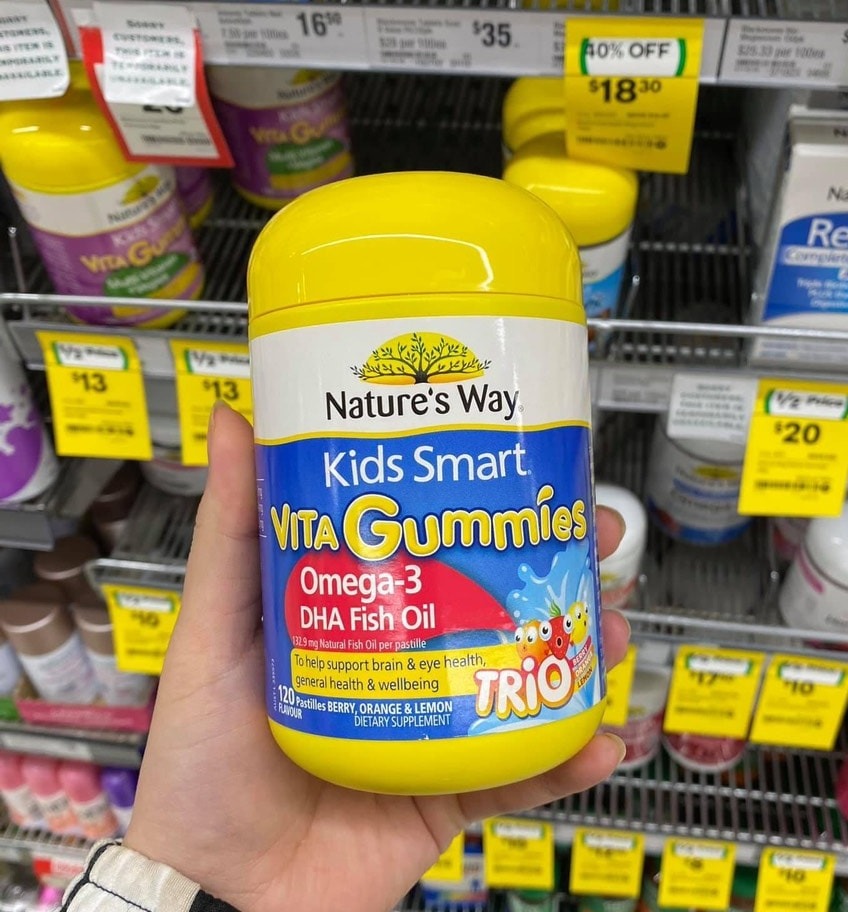 Kẹo dẻo Nature’s Way Kids Smart Vita Gummies Omega 3 Fish Oil Trio 120 viên