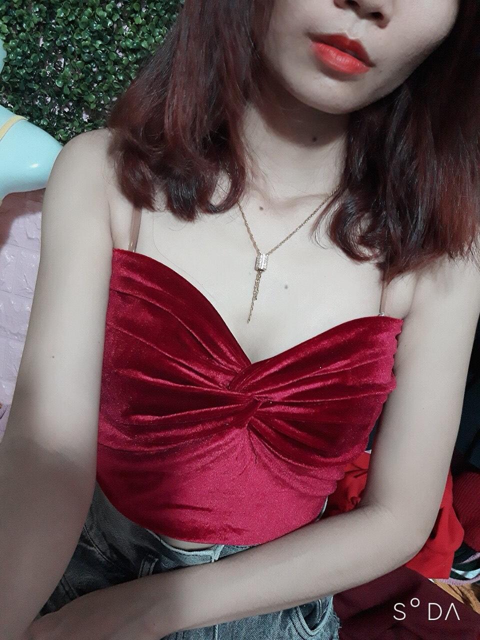 Áo nhung cúp ngực  kèm mút  sang chảnh