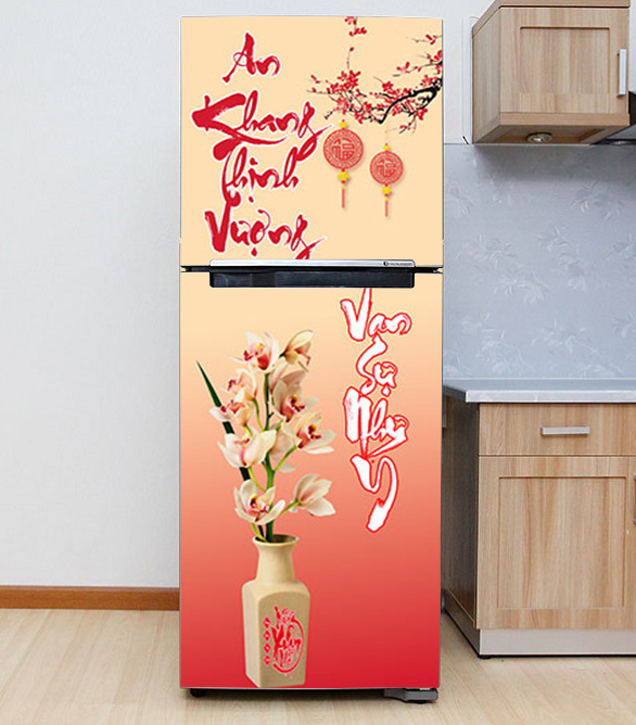 Decal dán Tủ Lạnh Tết chất liệu cao cấp