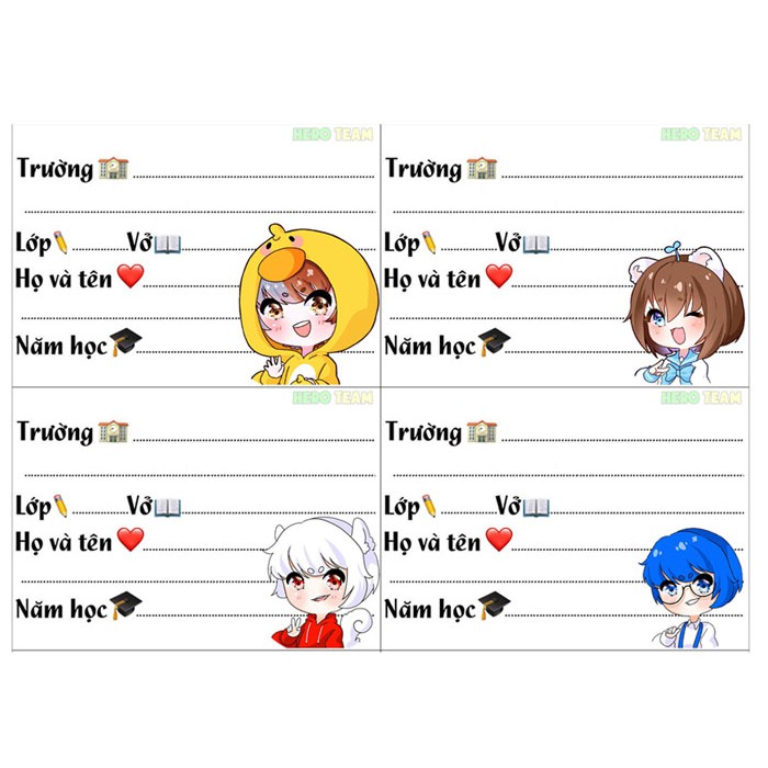 Nhãn vở hero team combo 32 nhãn