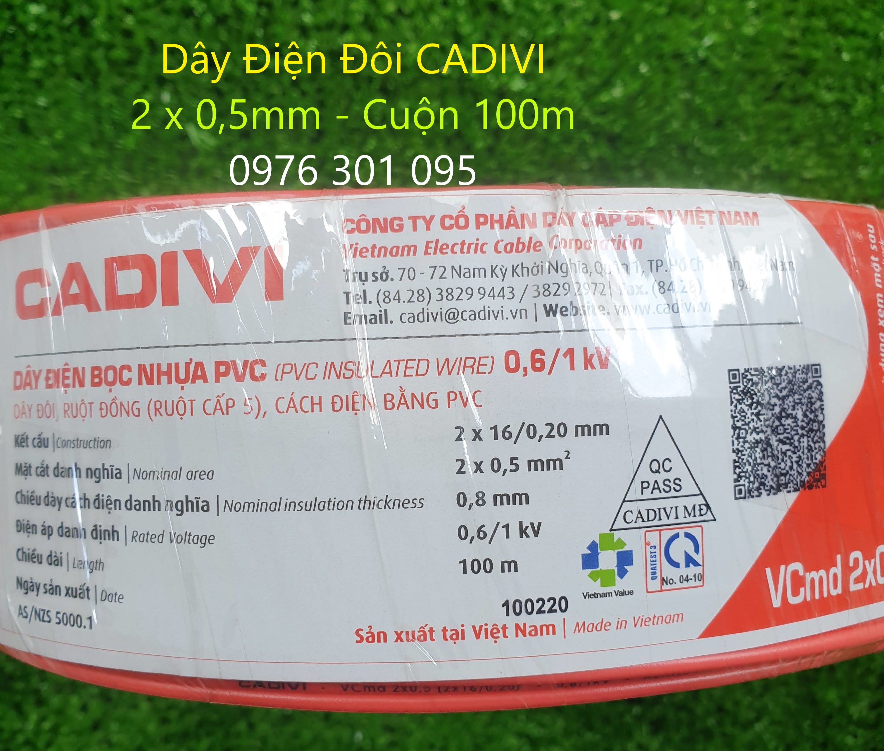 [CADIVI] Dây Điện Đôi [Cuộn 100m] VCmd / 2x0.5 - 2x0.75 (mm)