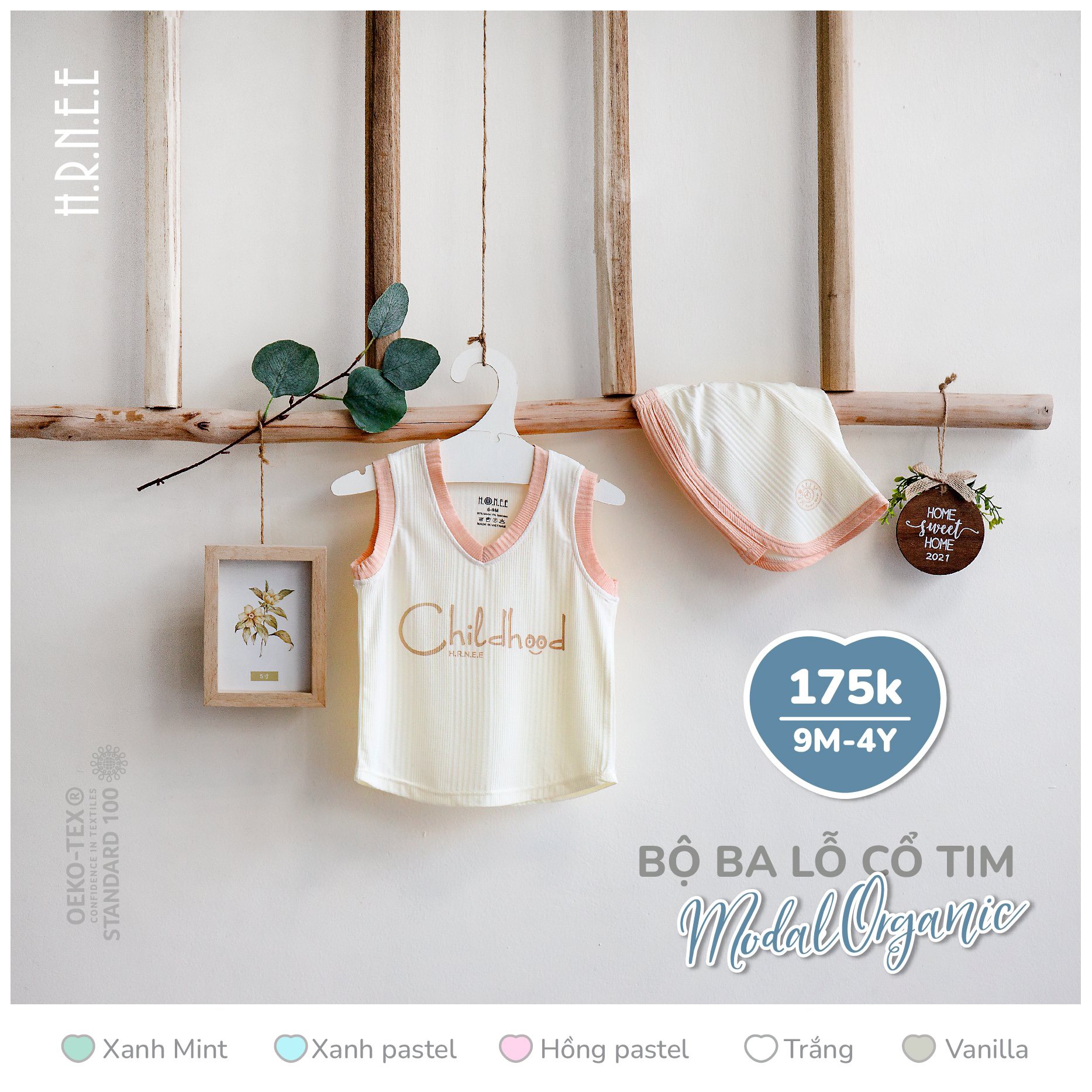 [HRNEE] Bộ ba lỗ Hrnee cho bé trai, bé gái