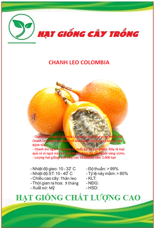 Hạt giống chanh leo ngọt Colombia - Gói 10 hạt