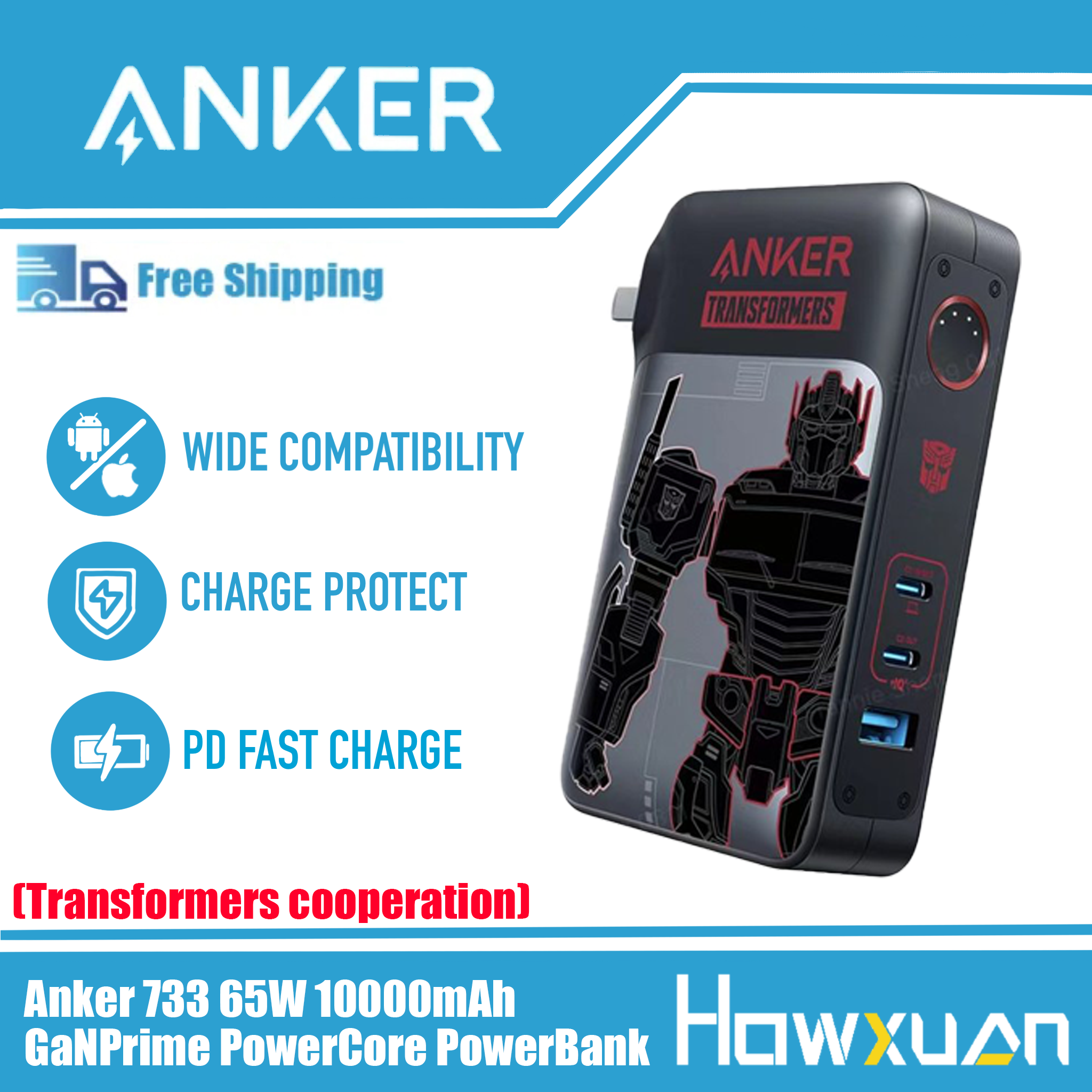 Anker 733 ganprime PowerCore 65W Transformers Edition 10000mAh 2-in-1