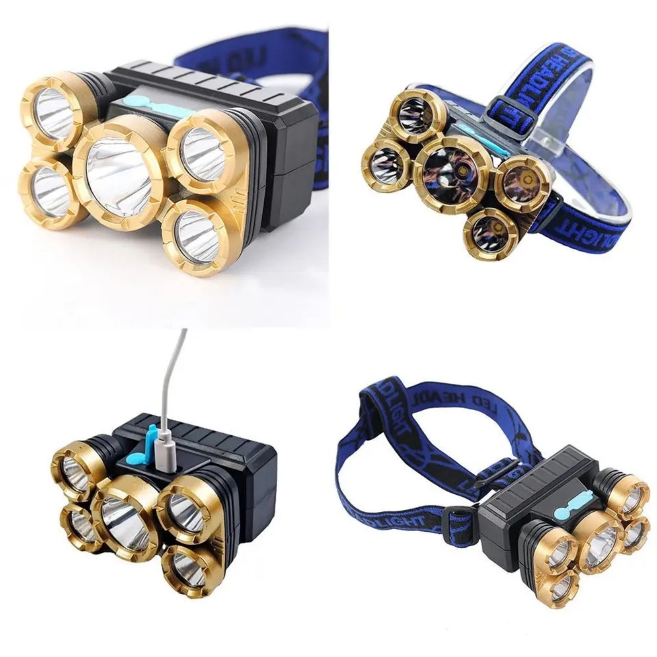 Đèn Pin Đội Đầu Đeo Trán Siêu Sáng 5 Bóng Led