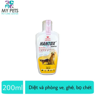 Sữa tắm sạch ve ghẻ, bọ chét chó mèo Hantox Shampoo Vàng - Chai 200ml