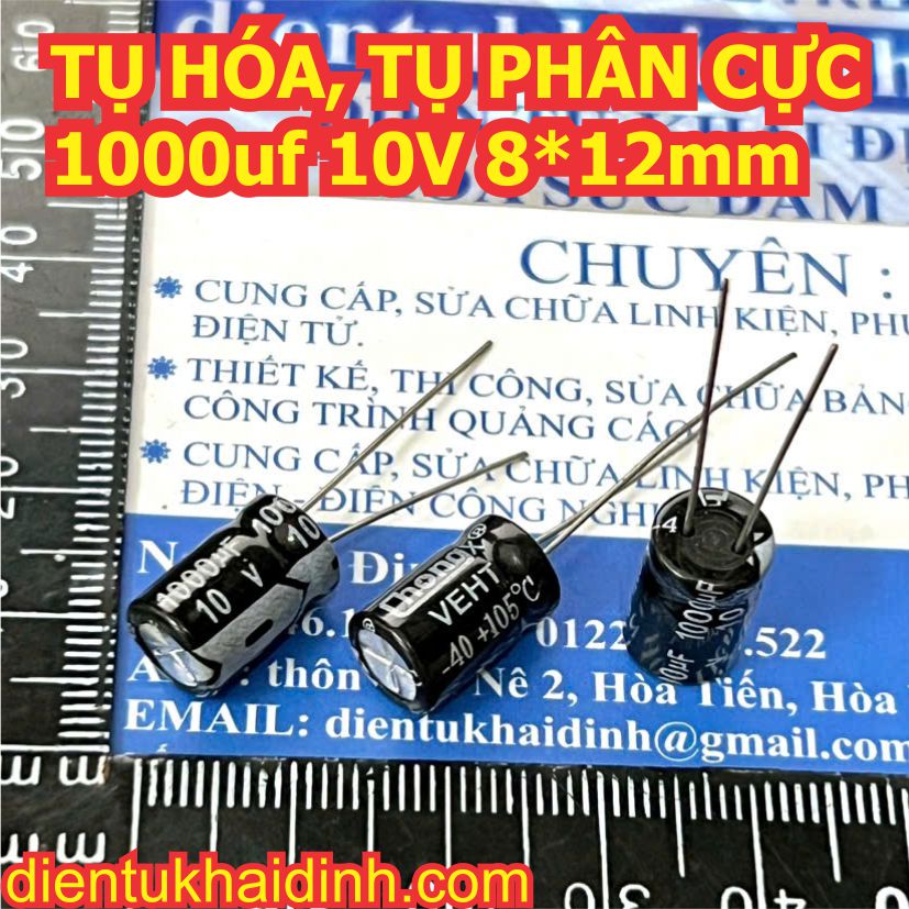 20 con TỤ HÓA PHÂN CỰC chân dài 1000uf các loại 10V 16V 25V 35V 50V 63V 100V kde1812
