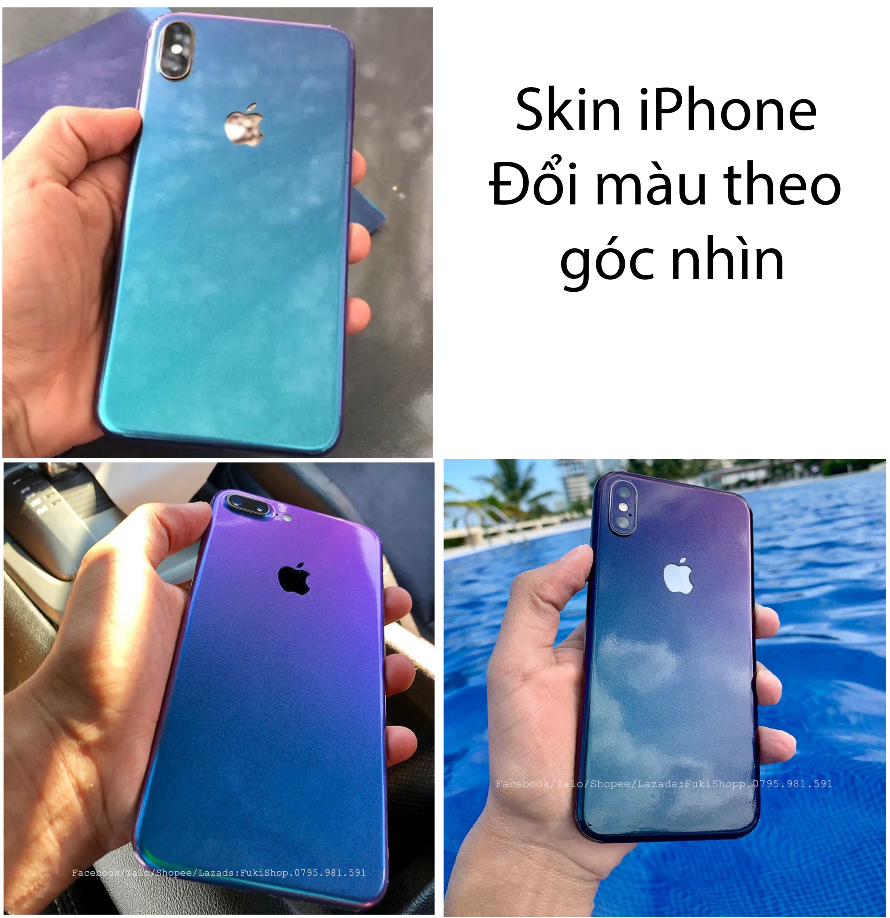 Tấm dán Skin iPhone màu Gloss Flip Deep Space cho ip 7Plus 6Plus 8Plus XR X XS XS Max 6 7 8 11 11pro 11 pro max