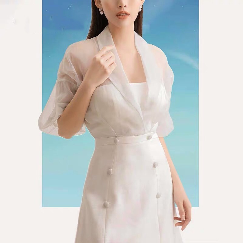 (S M L XL) ĐẦM DỰ TIỆC TRẮNG PHỐI VOAN KIẾNG