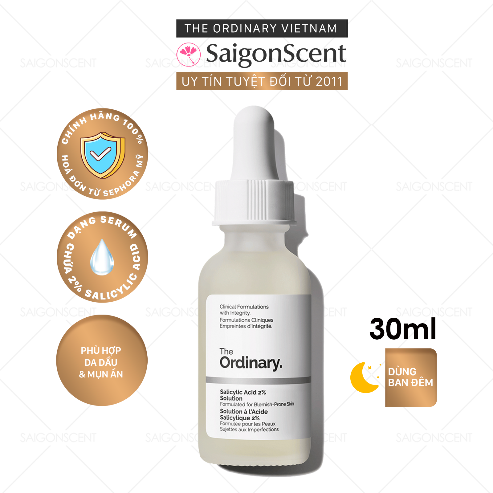 Tinh chất giảm mụn ẩn The Ordinary Salicylic Acid 2% Solution (30ml)