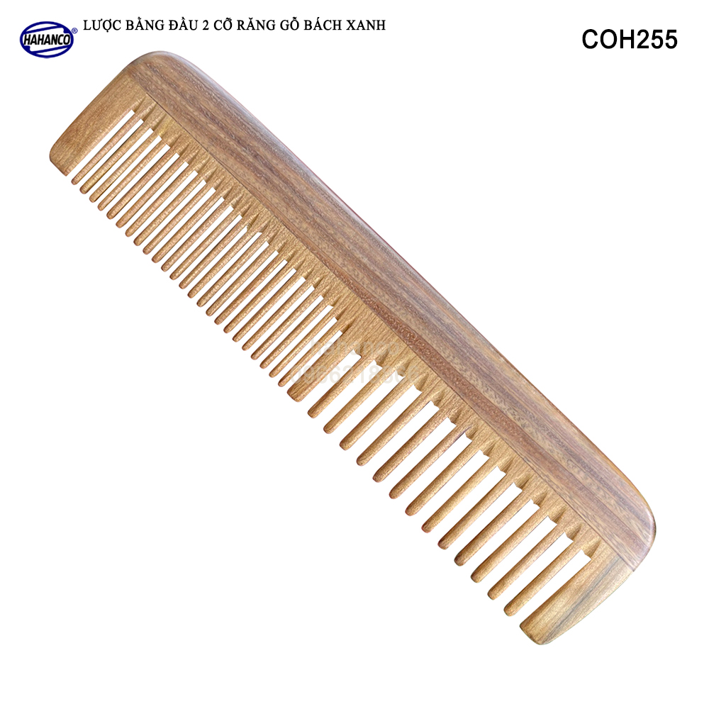 Lược gỗ thơm bằng đầu 2 loại răng (Size: M - 16cm) chải tóc thư giãn hằng ngày (COH255) HAHANCO