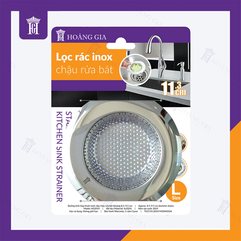 Hoang Gia Stainless Steel Kitchen Sink Strainer, Large Wide Rim 4.5" Diameter for Kitchen Sinks