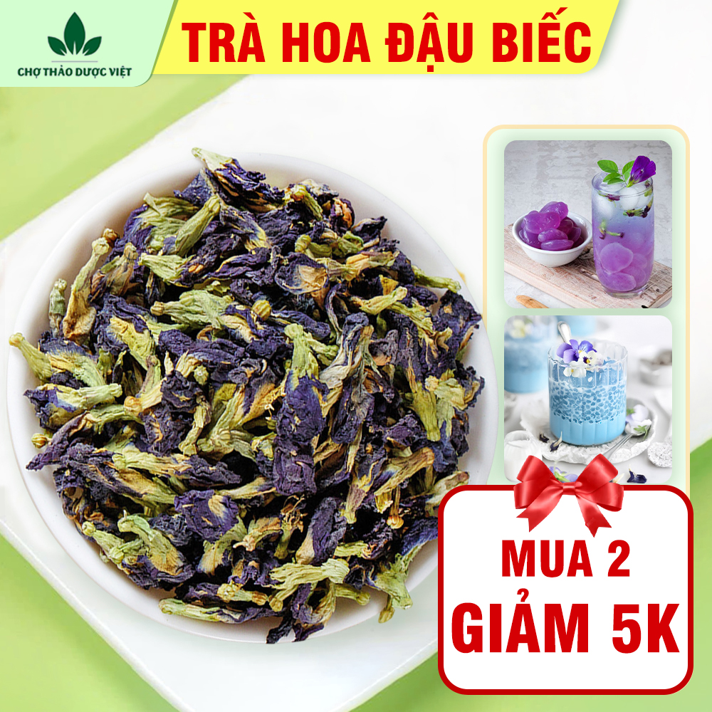 Trà hoa đậu biếc 100g, sấy lạnh, nguyên liệu pha trà, làm bánh, tạo màu thực phẩm tự nhiên