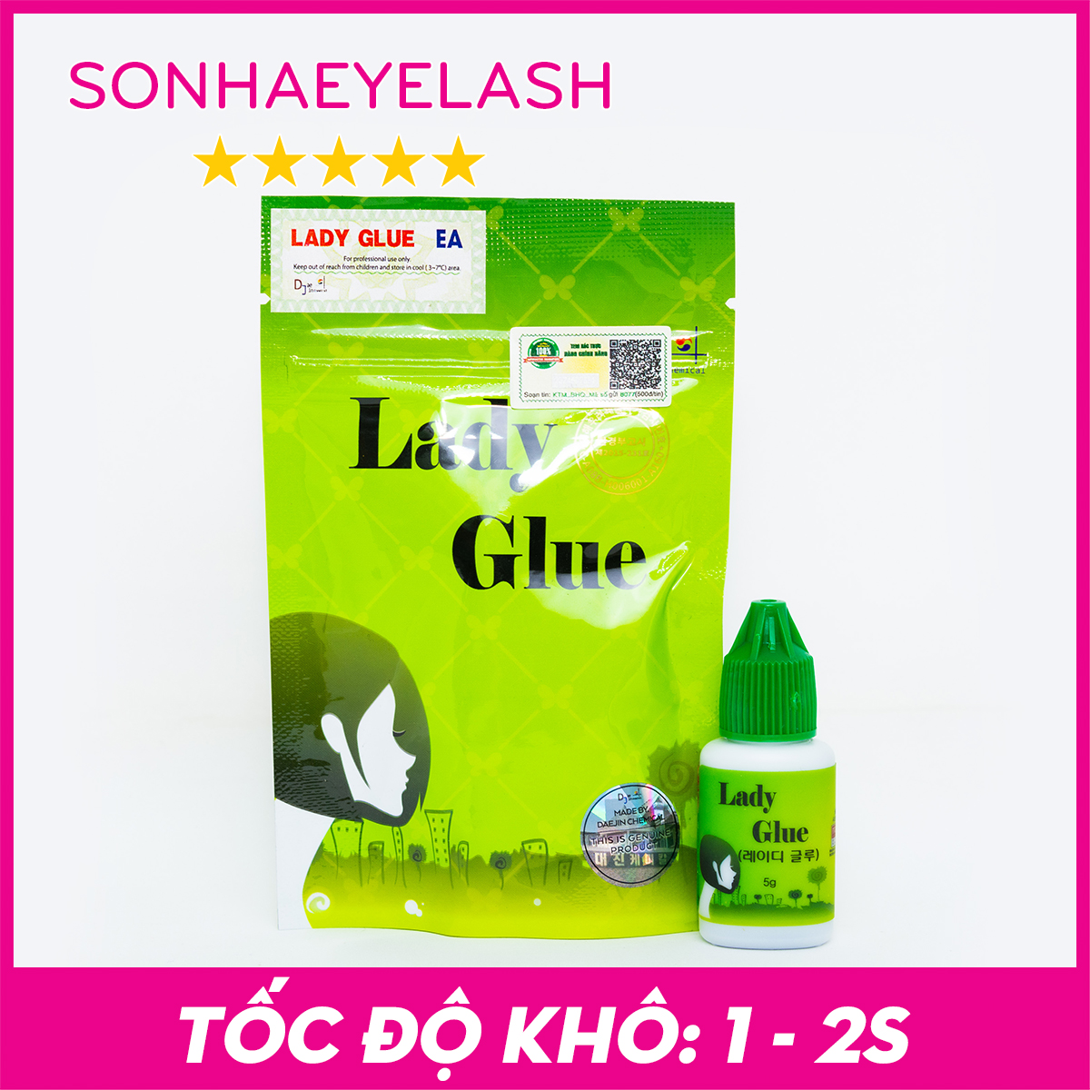 Keo Lady xanh, keo nối mi ít cay