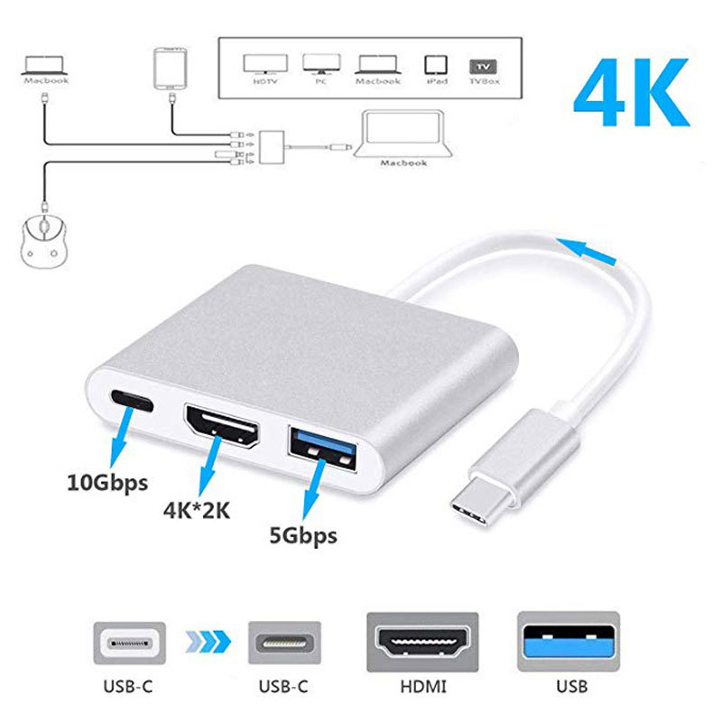 USB Type-C đến USB-C 4K HDMI, VGA USB 3.0, Trinp top, 4K HD