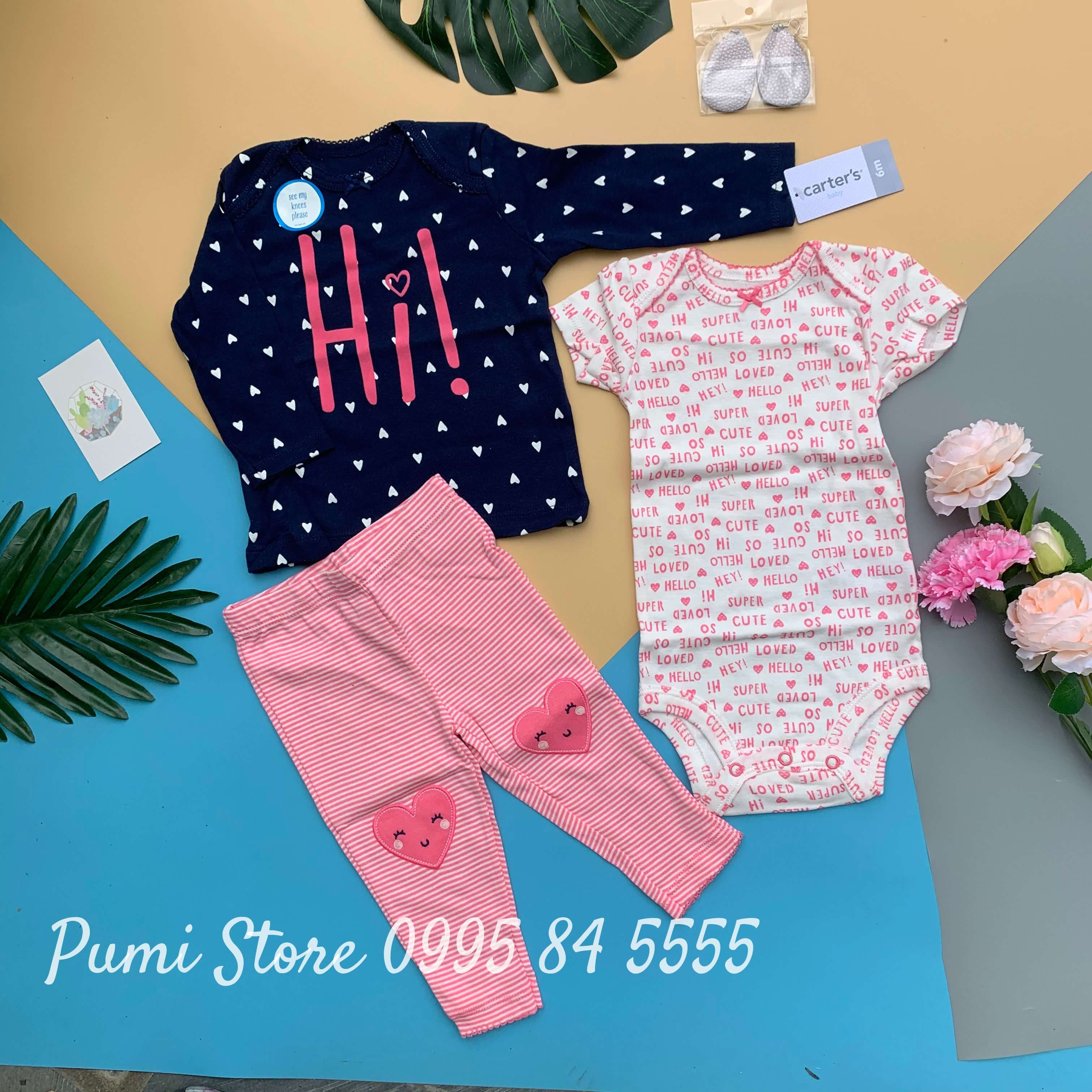 Set 3 món bé gái Carter’s Little Character Pink/Navy