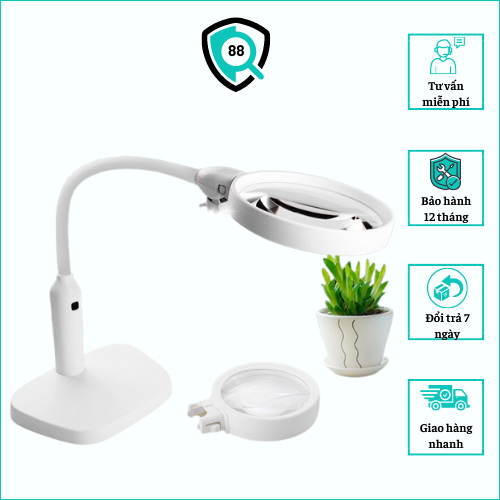 Kính lúp để bàn có đèn k7763 có thiết kế như một chiếc đèn học cực sang trọng