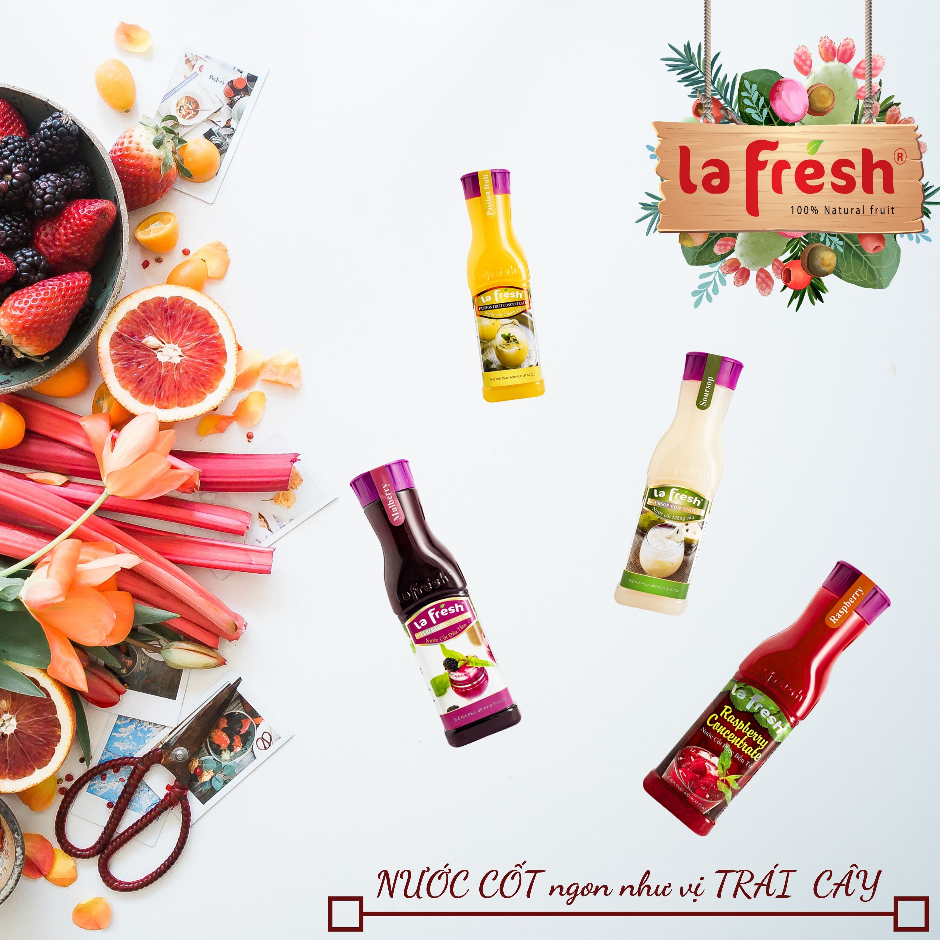 Nước Cốt Phúc Bồn Tử Lafresh Đà Lạt Chai 650ml