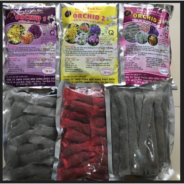 Phân bón lan orchid 1, orchid 2, orchid 3 - dưỡng cây - kích ra hoa phong lan - phân lan túi lưới