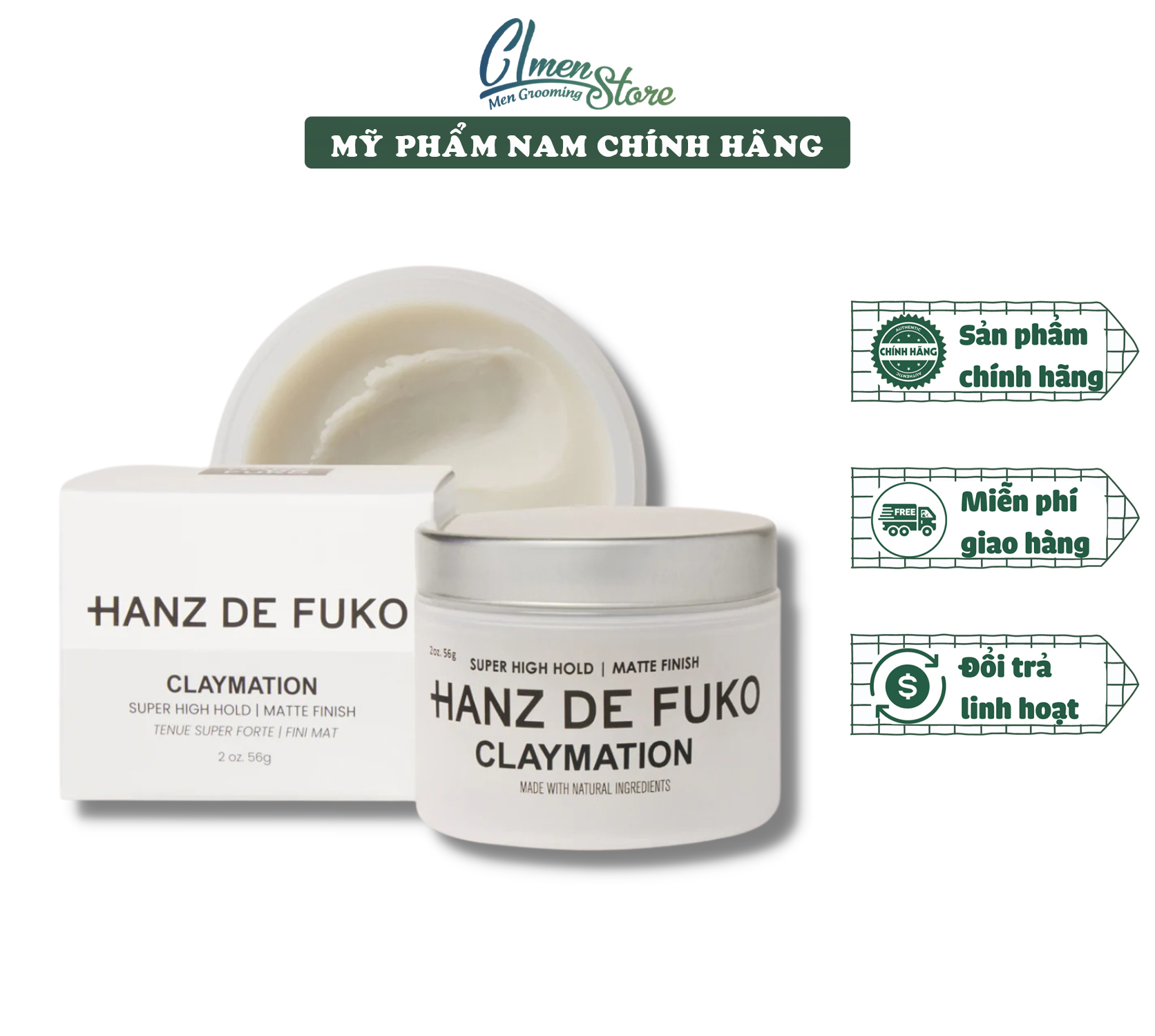 Sáp vuốt tóc Hanz De Fuko Claymation - 20g & 56g