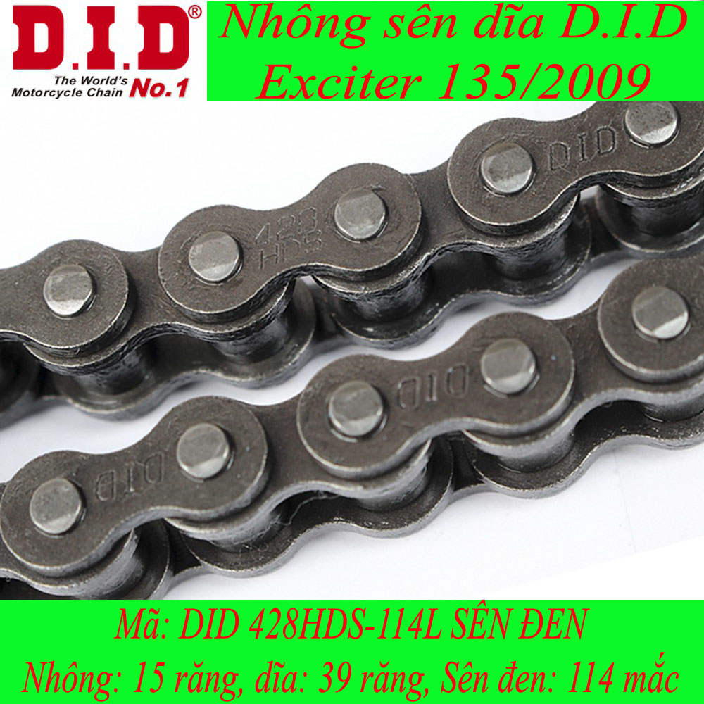 Nhông sên dĩa DID xe Exciter 135/2009 HDS (sên đen 10 ly)