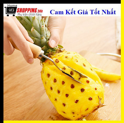 🌟dụng cụ cắt mắt thơm, dứa hình chữ v cán gỗ tiện lợi🌟