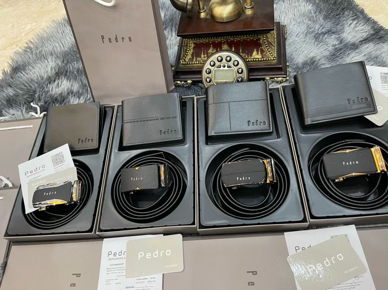 set mặt, dây lưng kèm ví pe ro fullbox túi giấy