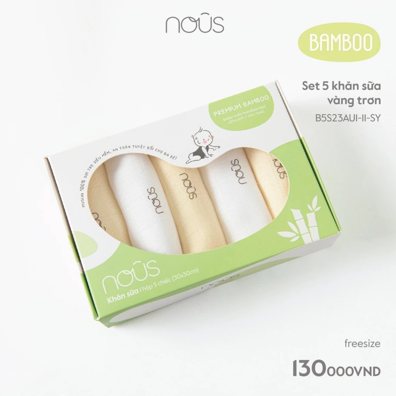 Khăn sữa sợi tre nous bamboo mềm mịn