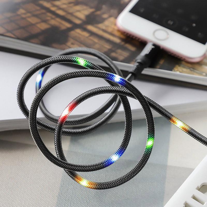 Cáp sạc nhanh Lightning Hoco U63 cho iPhone/iPad (có đèn LED phát sáng khi sạc, sạc nhanh 2.4A Max)