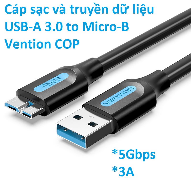 Cáp sạc và truyền dữ liệu usb 3.0 to micro-b vention cop