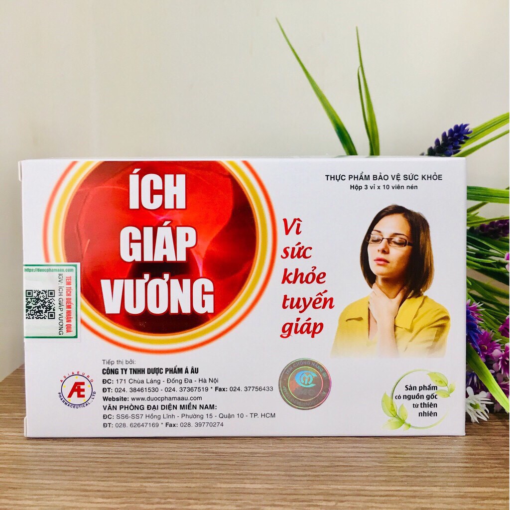 Ích Giáp Vương - Thực phẩm chức năng có tác dụng giúp tăng cường sức khỏe tuyến giáp (Hộp 3 vỉ x10 viên)