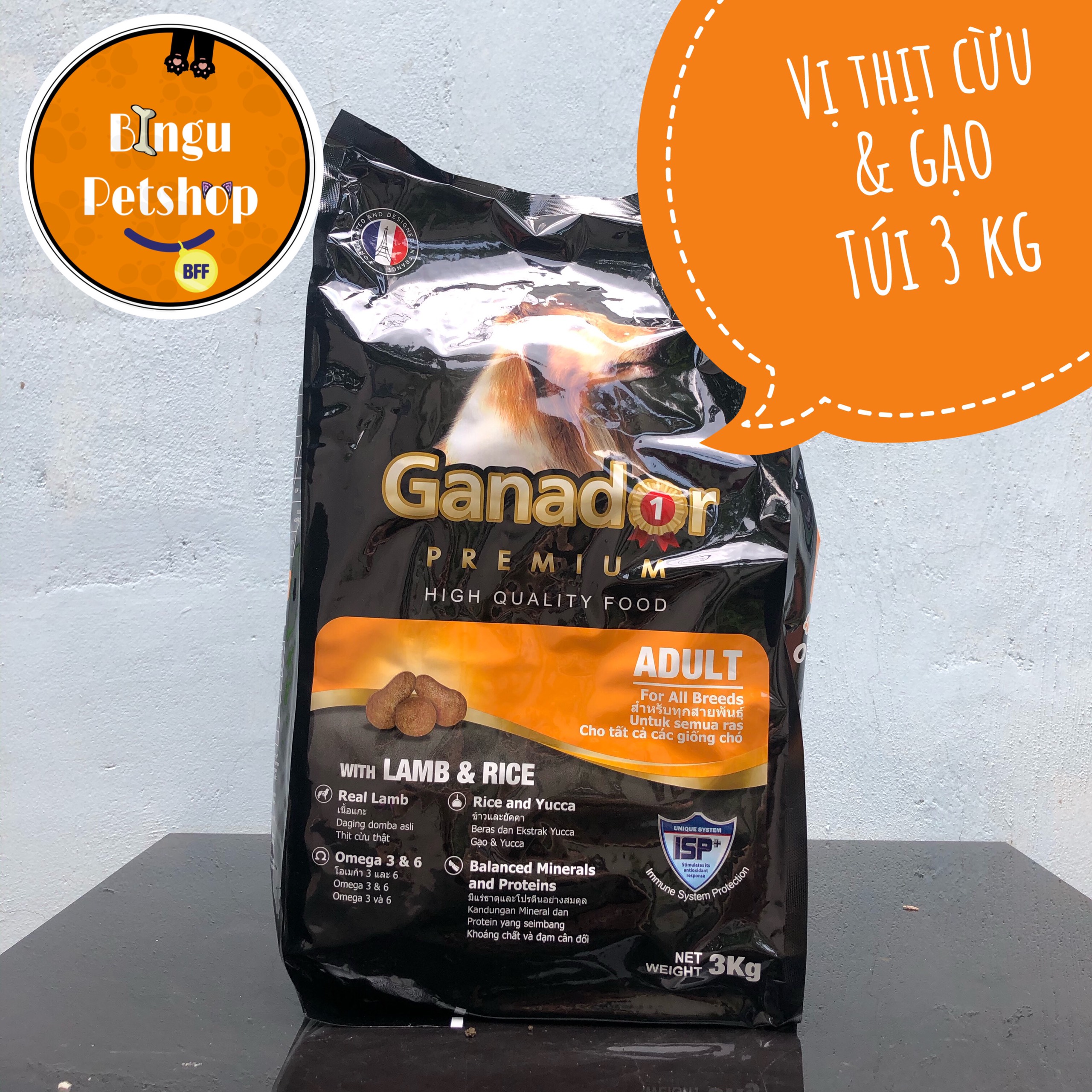 Thức ăn cho chó trưởng thành Ganador vị thịt cừu & gạo Lamb & Rice 3 kg| Bingu Petshop