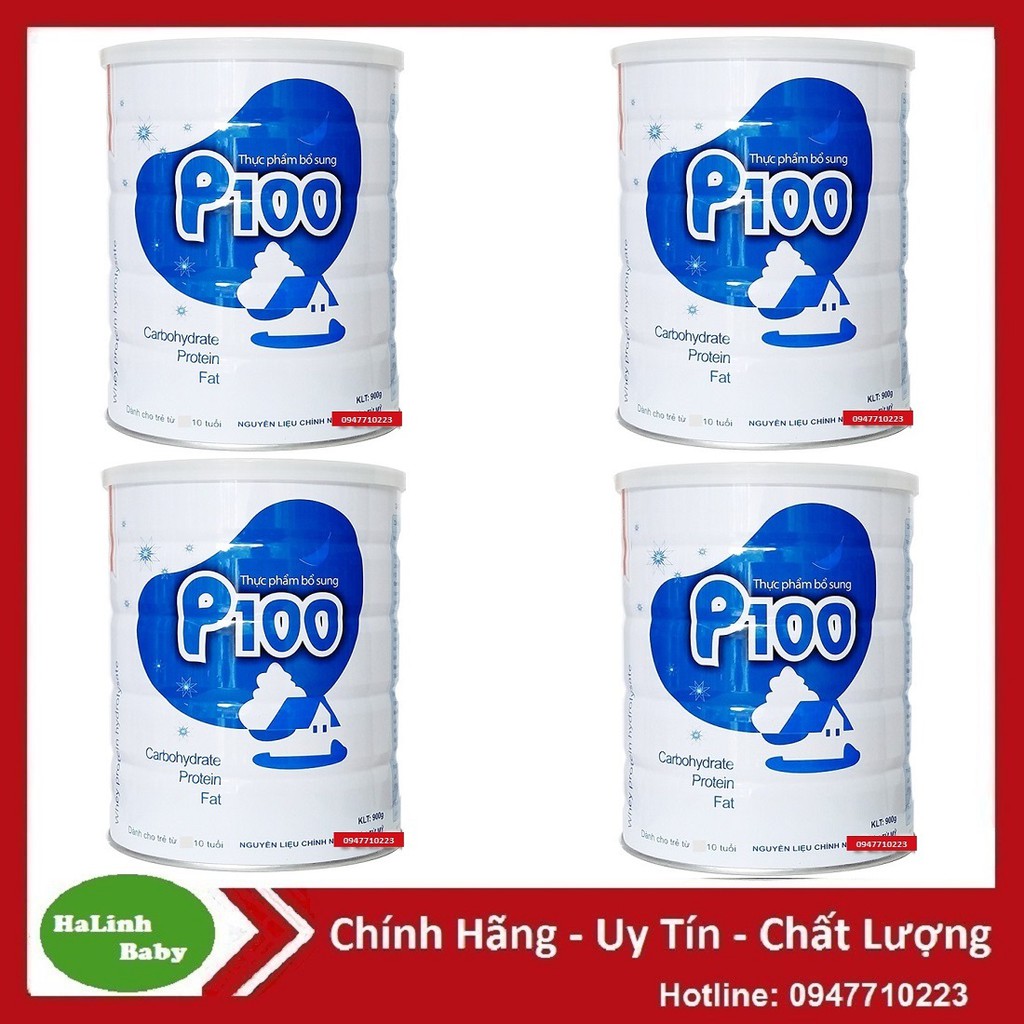 Combo 4 Lon Sữa P100 900G (cho trẻ nhẹ cân 1 – 10 tuổi) (Date 2026)