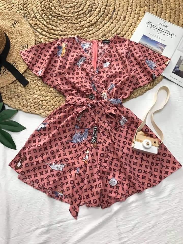Set jumpsuit tay cánh dơi,cột dây eo-QH