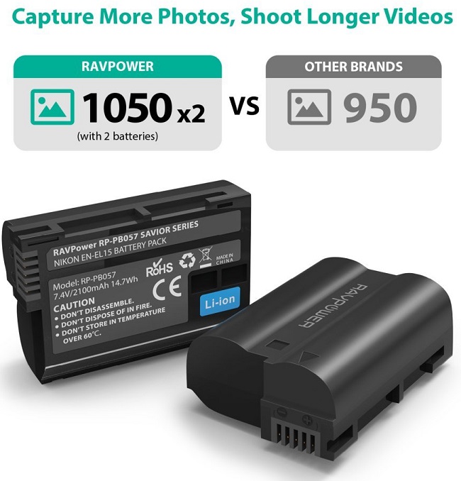 Bộ 1 Pin Nikon EN-EL15 - RAVPower