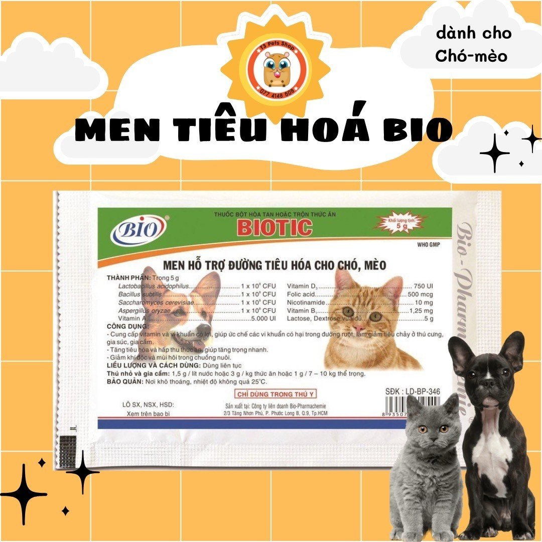 Men hỗ trợ đường tiêu hóa cho chó mèo Biotic 5g