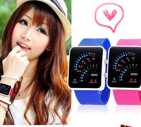 Đồng hồ LED dây cao su Skmei 0890F (Đen)