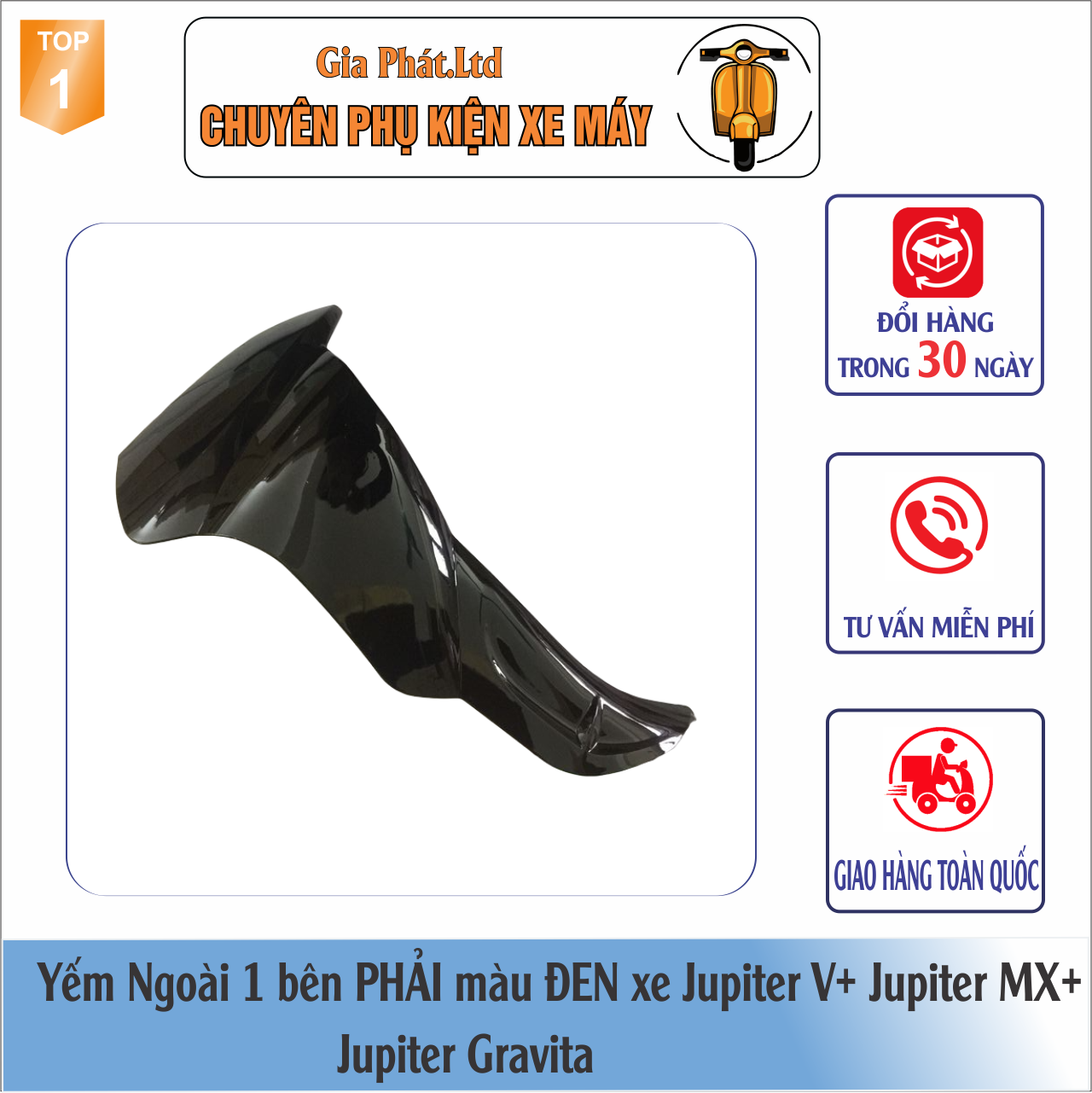 Yếm ngoài màu ĐEN gắn xe Jupiter V+ Jupiter MX+ Jupiter Gravita nhựa ABS cao cấp