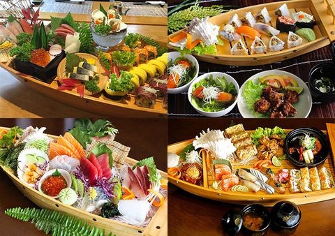 Thuyền Gỗ Sushi deco trang trí món ăn