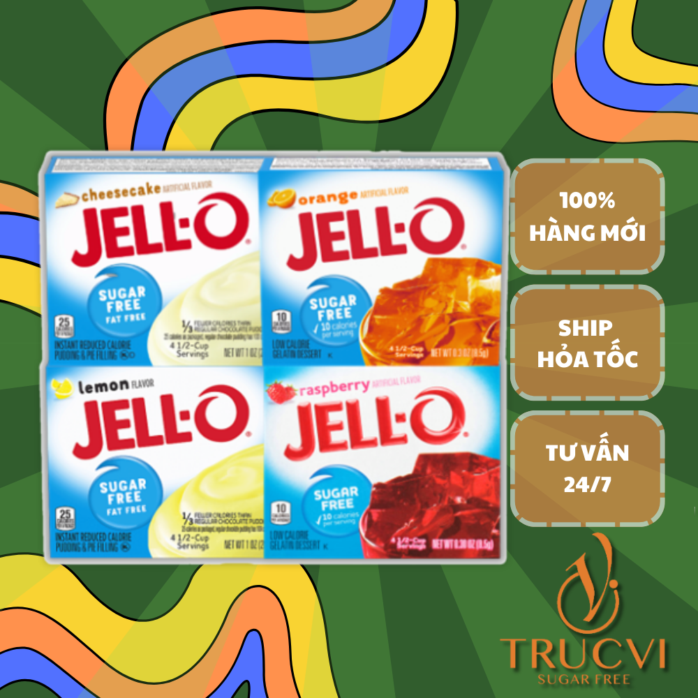 Bột rau câu/ pudding Jell-O không đường