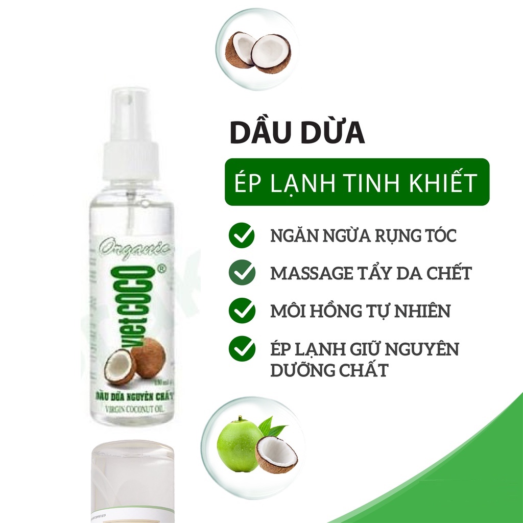 [FreeShip] Xịt Tinh Dầu Dừa Ép Lạnh Nguyên Chất 100ml GREEN COCO