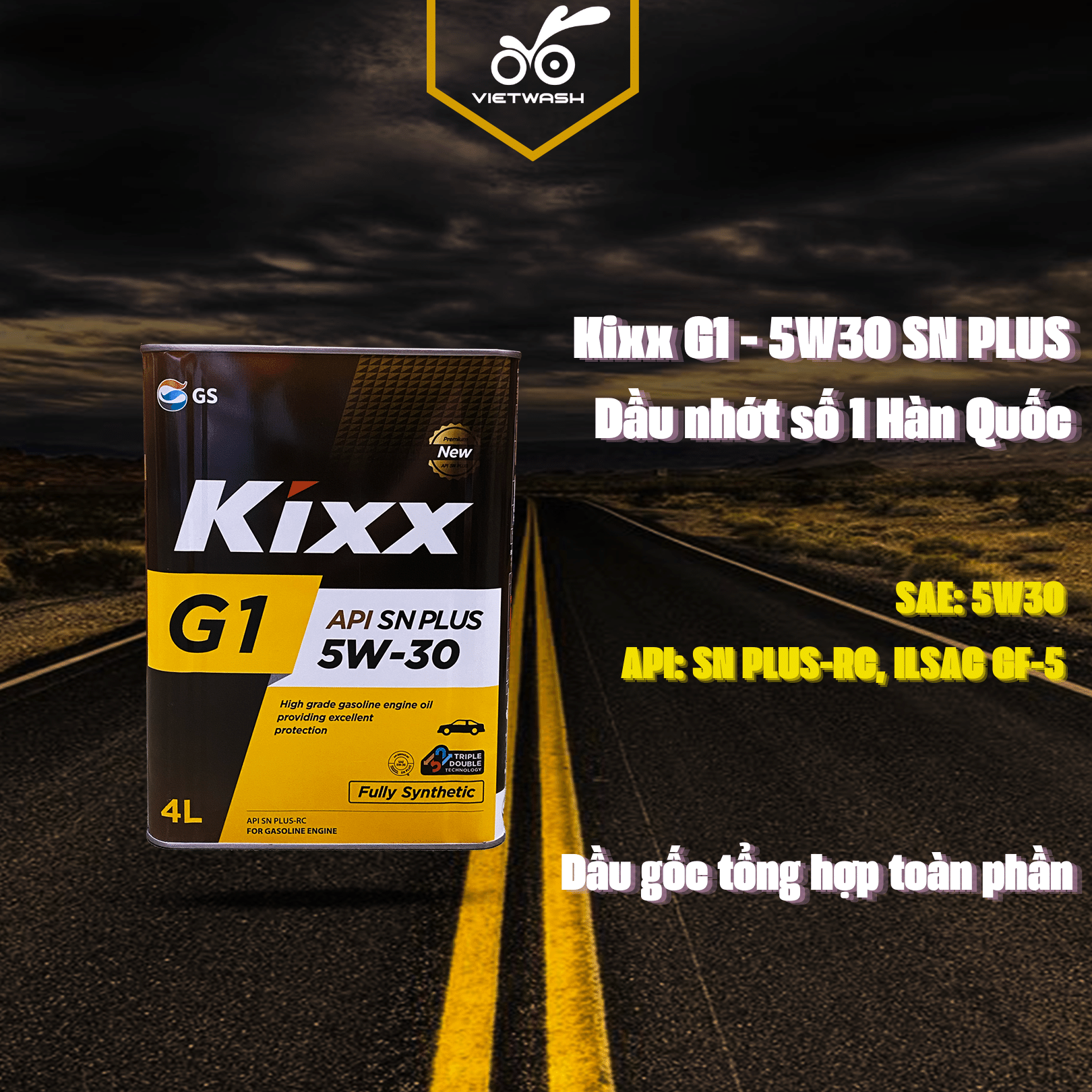 [KIXX] Nhớt ô tô Kixx G1 5W30 API SN Plus 4L [MIỄN PHÍ CÔNG THAY NHỚT]