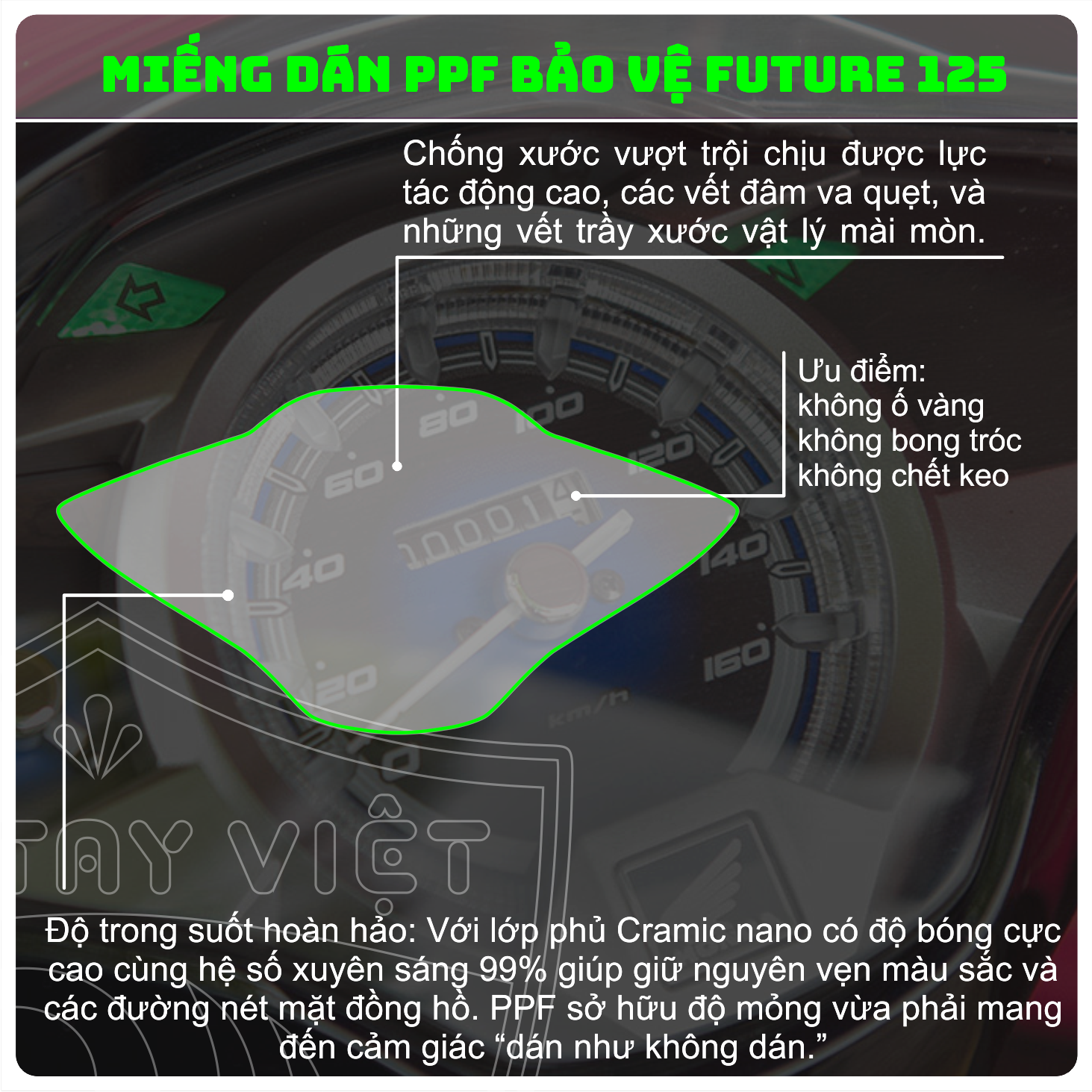 Miếng dán xe Future bảo vệ mặt đồng hồ Honda FUTURE PPF