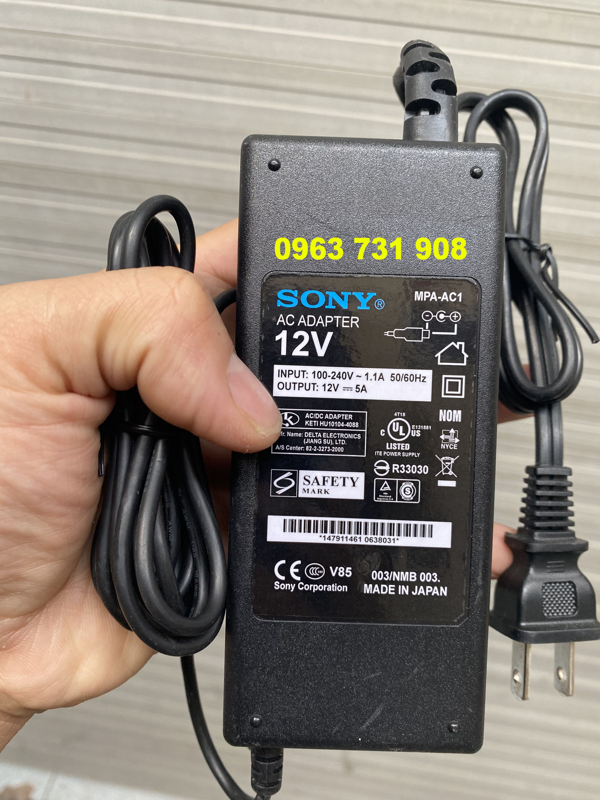 Adapter nguồn 12V 5A sony dùng cho máy chấm công kiểm soát cửa Ronald