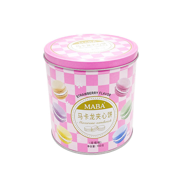 Bánh quy kẹp kem Macaron hộp sắt MABA / Macaron Biscuits hộp 160g quà tặng tinh tế sang trọng