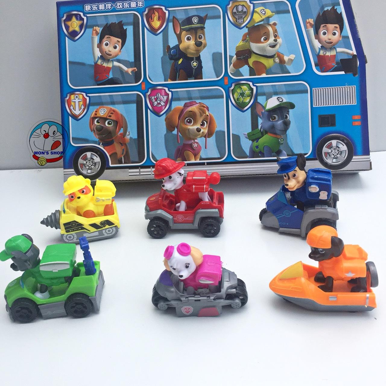 Đồ chơi hộp 6 chú chó cứu hộ Pawpatrol chạy bánh đà, siêu bền, siêu đẹp