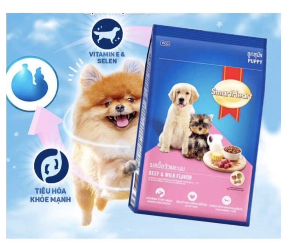 Smartheart puppy 1.5kg - hạt cho chó con vị bò và sữa