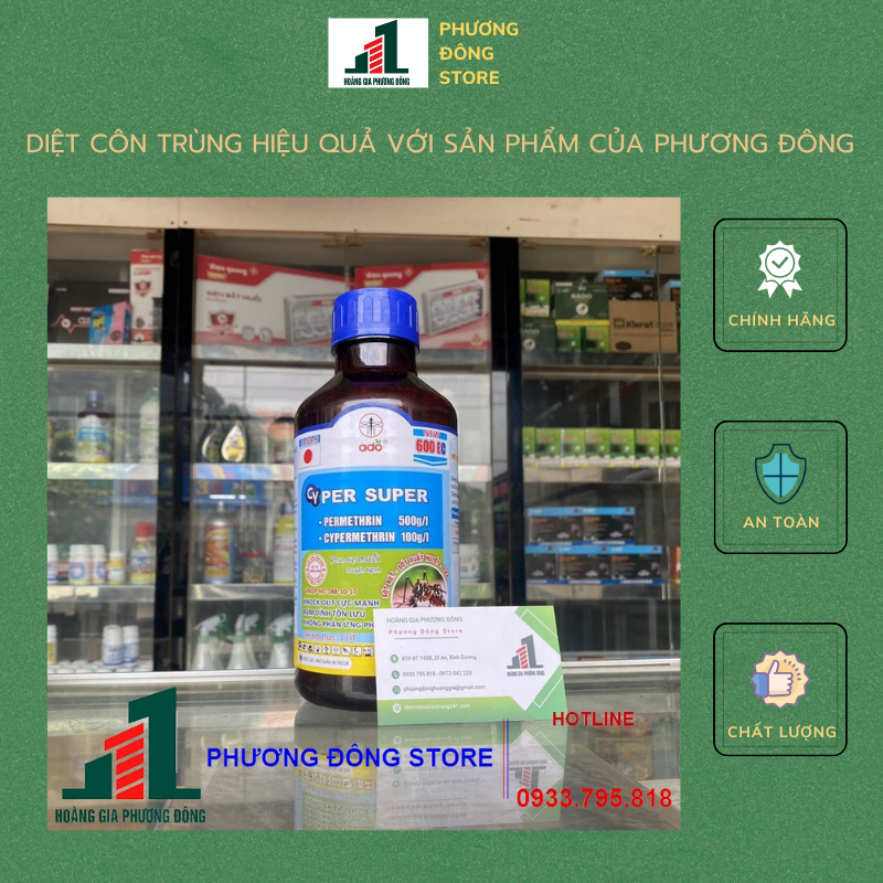 Thuốc diệt muỗi và côn trùng CYPER SUPER 600EC (chai nhựa 1 lít )
